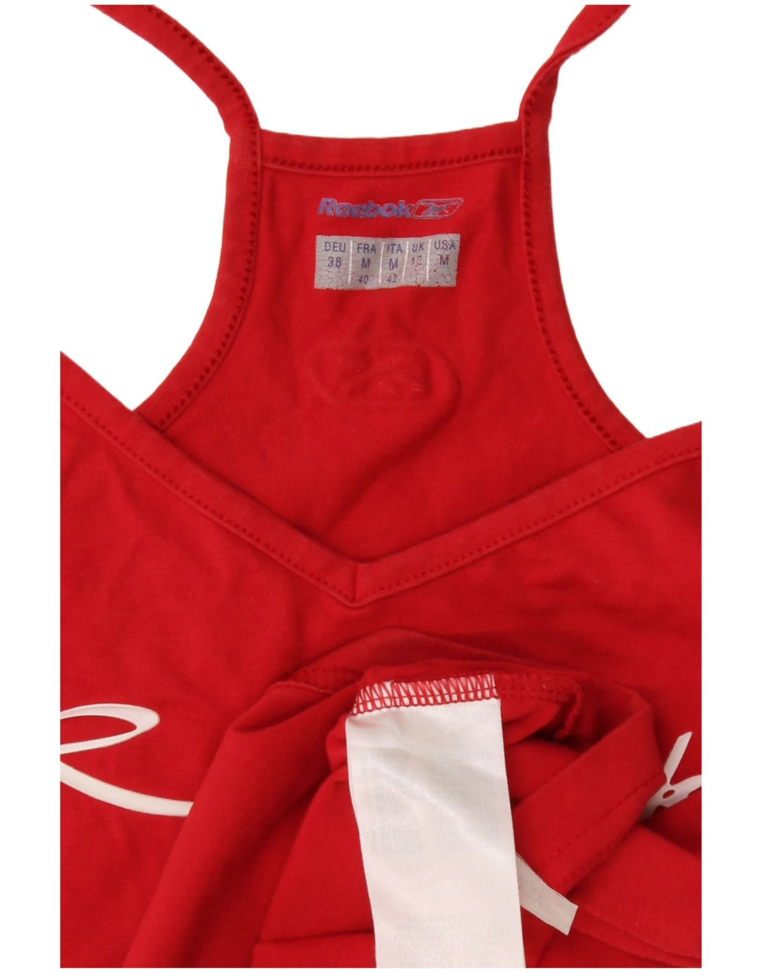Reebok Dame Grafisk Crop Cami Top UK 12 Medium Rød Bomuld