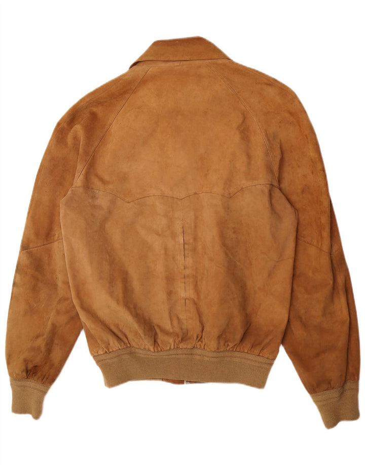 Vintage Mens Suede Bomber Jacket UK 38 Medium Brown