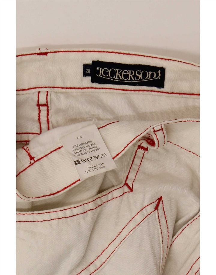 Jeckerson Mens Graphic Bermuda Shorts W28 Small White Cotton