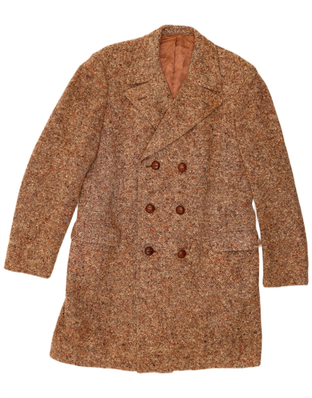 Facis Mens Double Breasted Coat IT 52 XL Brown Flecked