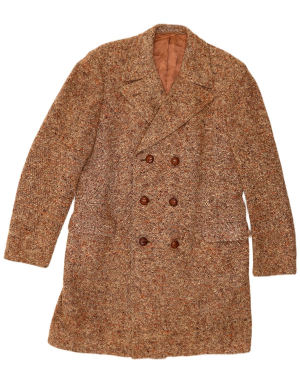 Facis Mens Double Breasted Coat IT 52 XL Brown Flecked