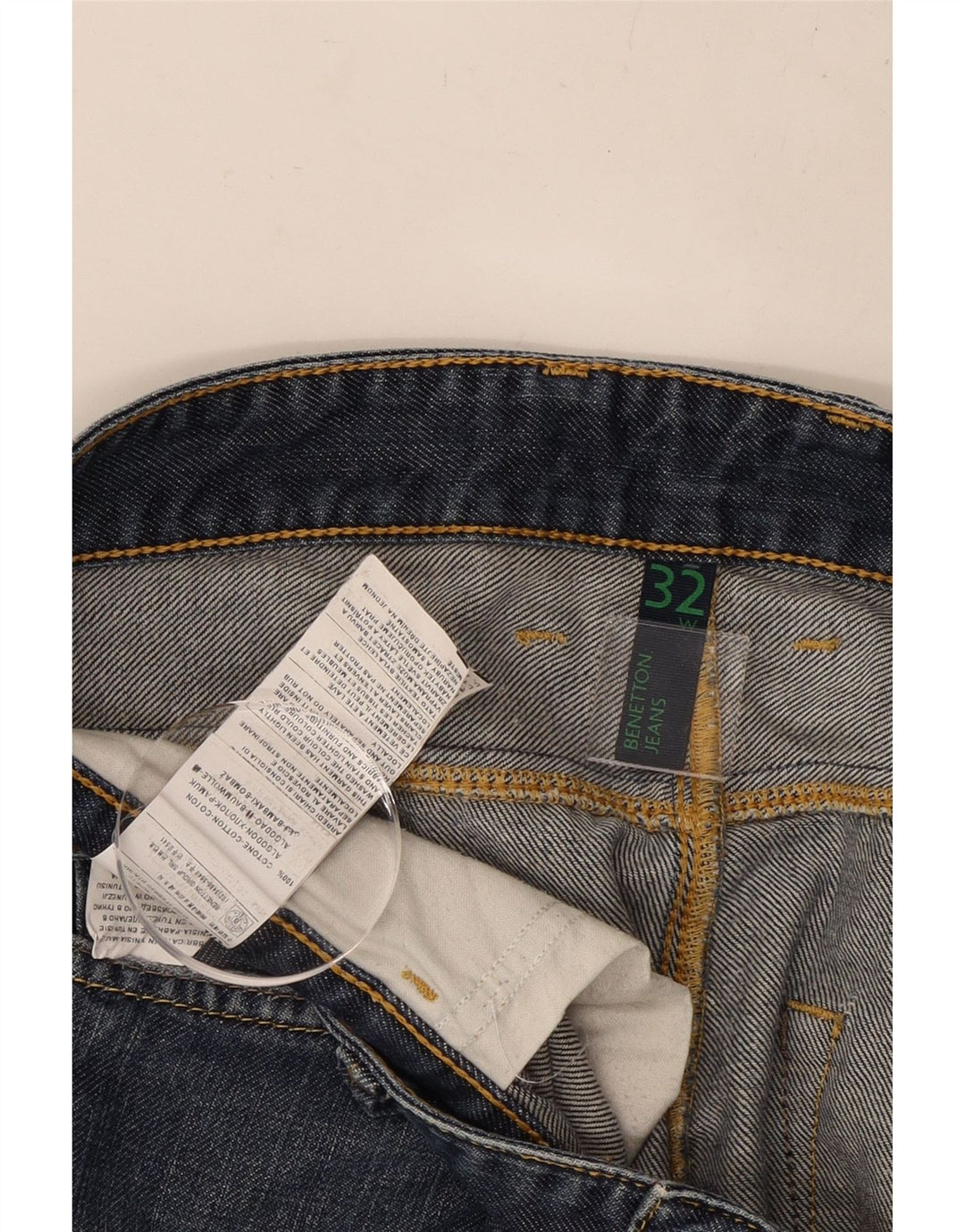 BENETTON Womens Straight Jeans W32 L30 Navy Blue Cotton