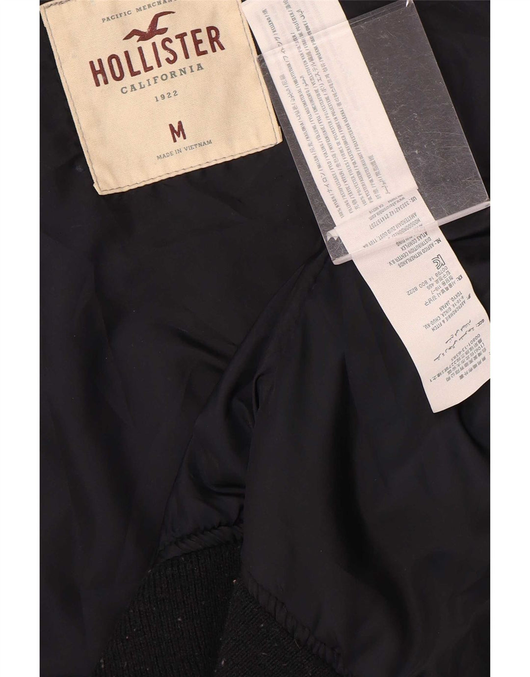 Hollister Mens Bomber Jacket UK 38 Medium Navy Blue Polyester