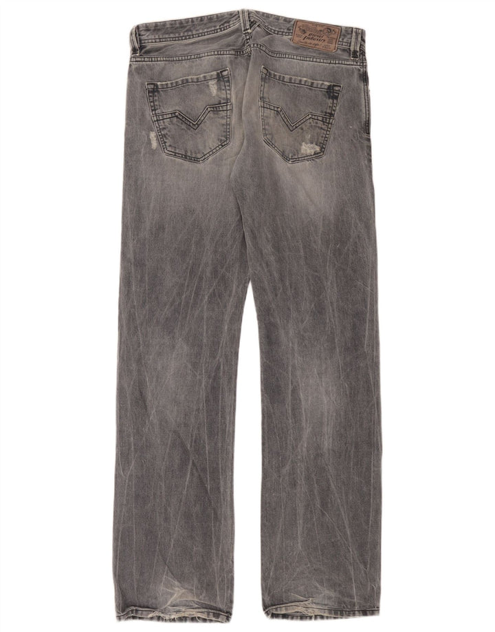 Diesel Mens Distressed Cargo Straight Jeans W32 L34 Blue Cotton
