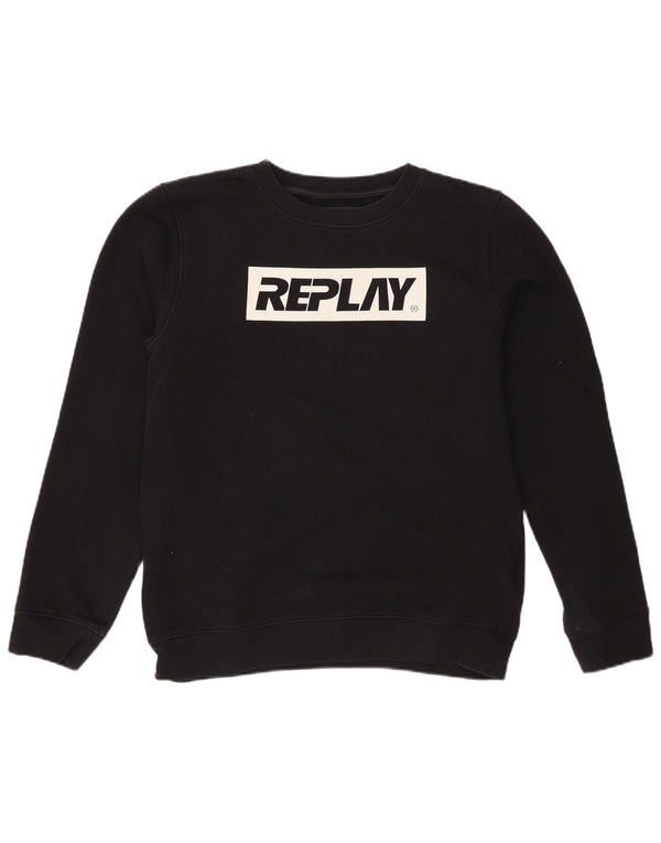 Ανδρικό γραφικό φούτερ Replay Jumper Medium Μαύρο