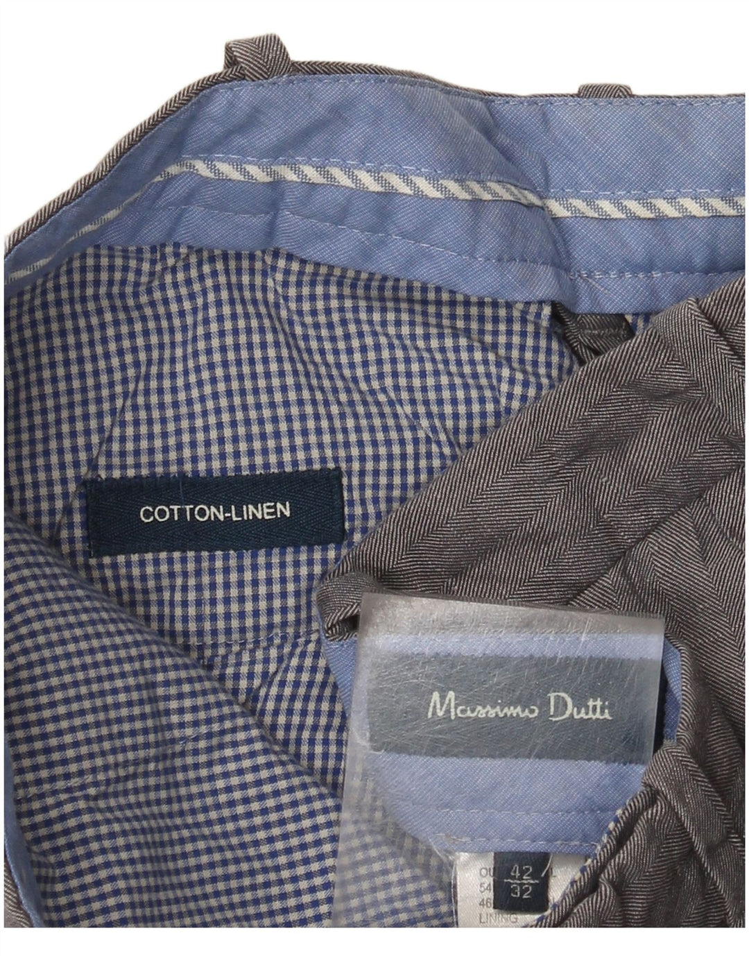 Pantaloni da abito slim da uomo Massimo Dutti EU 42 Large W32 L32 Grigio a spina di pesce