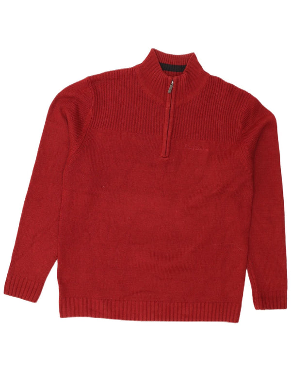 Pierre Cardin Herre Zip Neck Jumper Sweater XL Rød Akryl