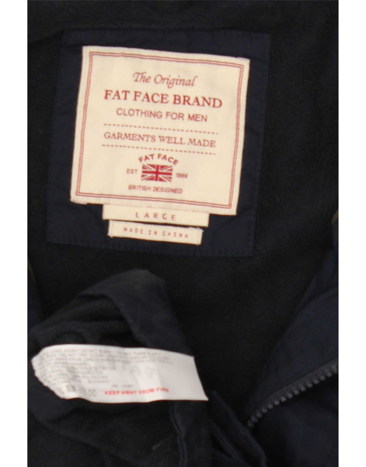 Fat Face Mens Hooded Utility Jacket UK 40 Large Navy Blue Polyester