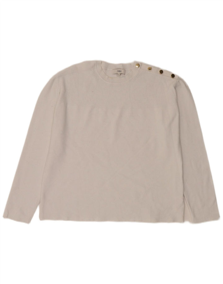 Marks & Spencer Womens Crew Neck Jumper Sweater UK 14 Medium White Viscose
