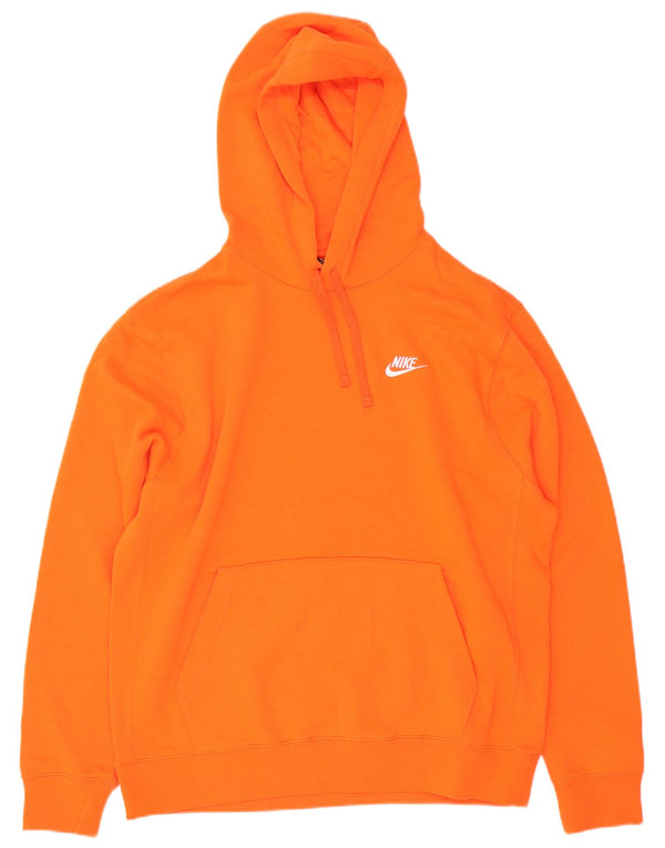 Nike Mens Hoodie Jumper Large Orange Cotton