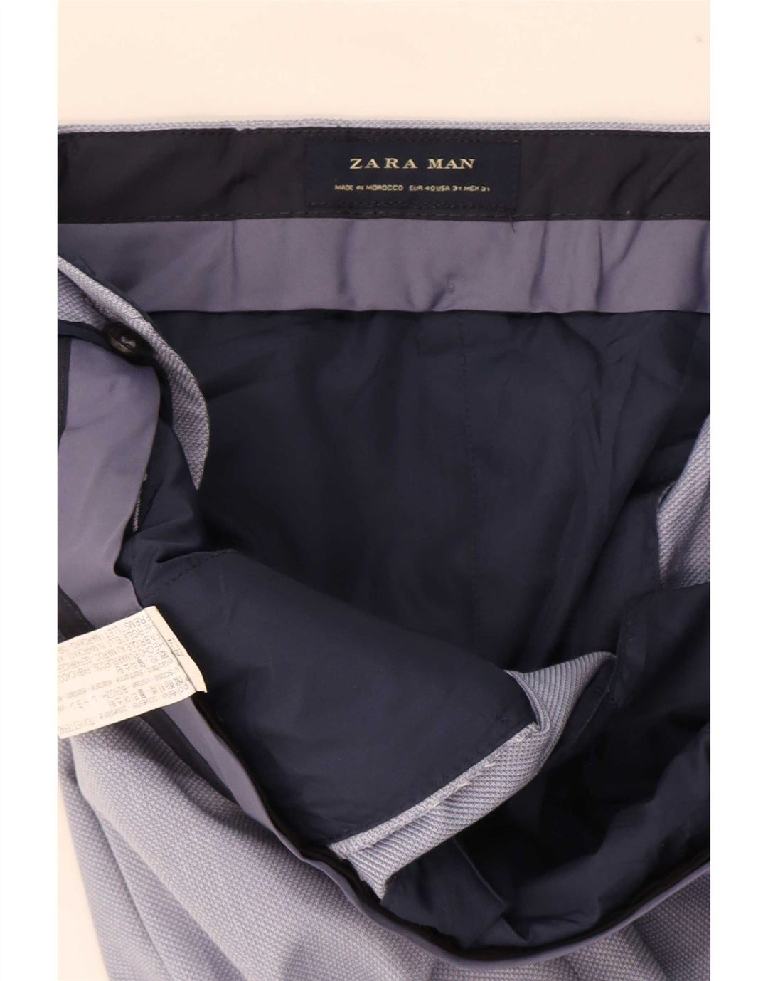 Zara Mens Slim Suit Trousers EU 40 Medium W31 L32 Blue Polyester