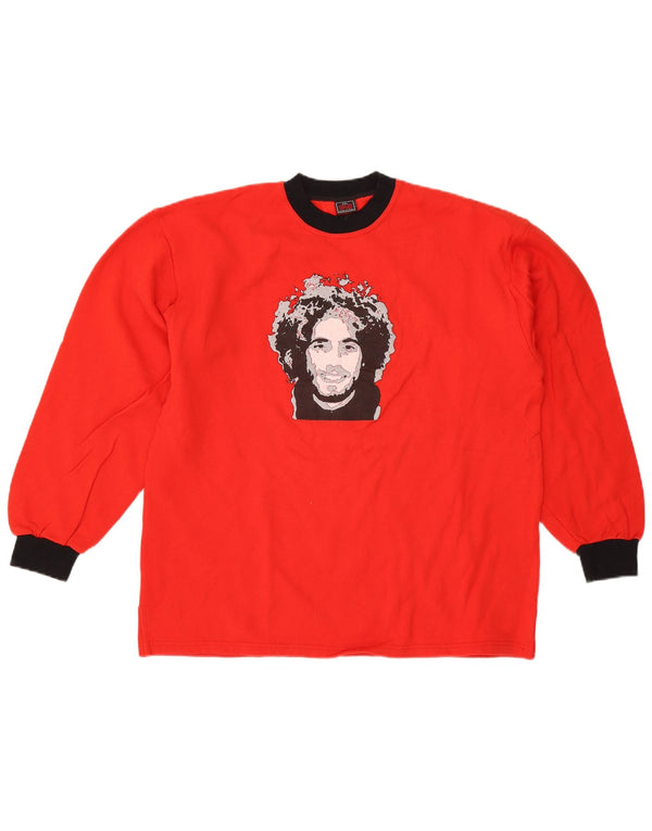 Vintage Mens Graphic Sweatshirt Jumper 2XL Red Colourblock Cotton