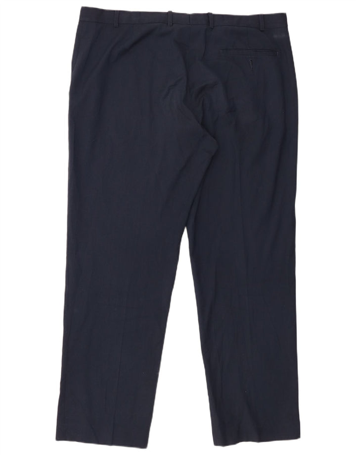 Pantaloni da abito regolari da uomo Marks & Spencer W40 L31 poliestere blu navy