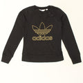 ADIDAS Womens Graphic Sweatshirt Jumper IT 44 Medium Black Cotton | Vintage Adidas | Thrift | Second-Hand Adidas | Used Clothing | Messina Hembry 
