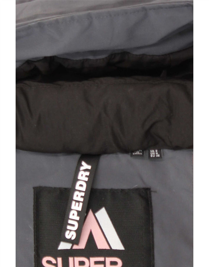 Superdry Manteau rembourré à capuche pour femme UK 8 Small Gris
