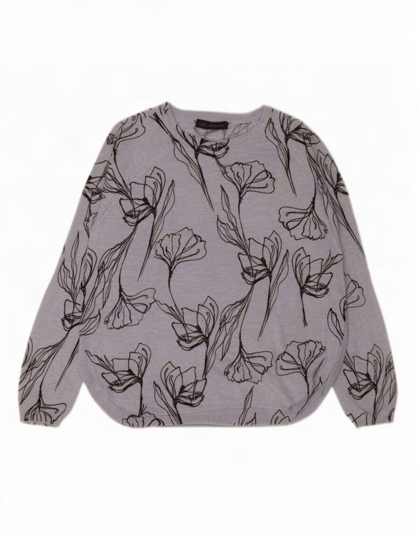 Pulover pentru femei Marks & Spencer cu decolteu cu barca UK 14 Medium Blue Floral
