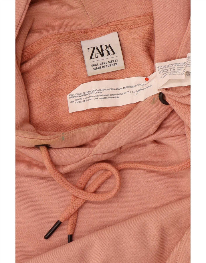 Zara Mens Hoodie Jumper Large Pink Cotton