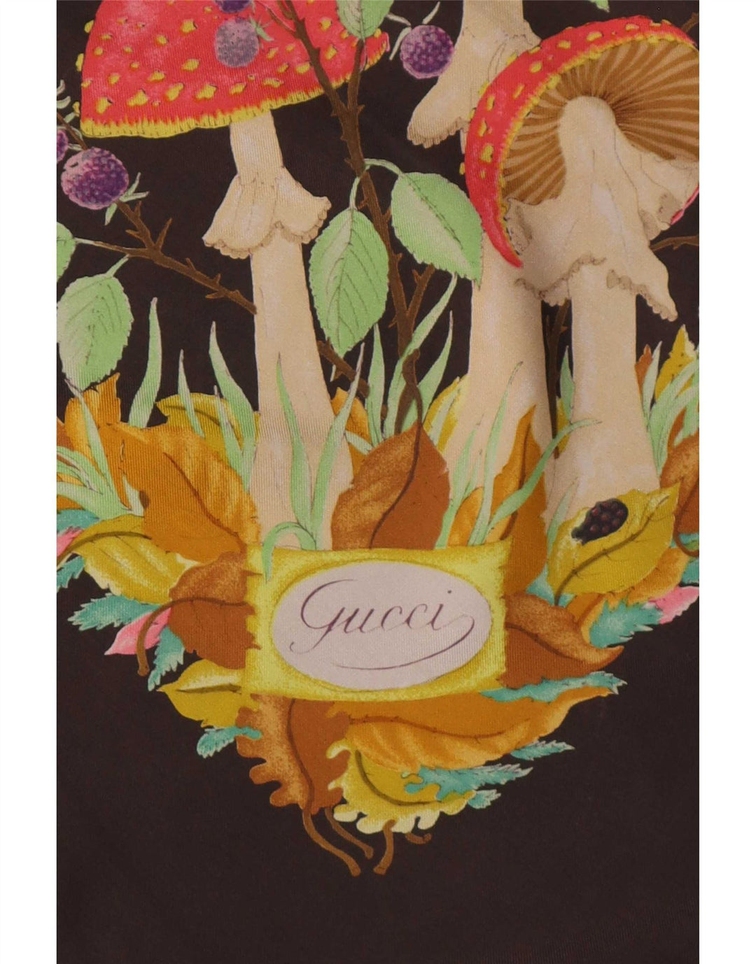 Gucci Womens Square Scarf One Size Brown Floral Silk