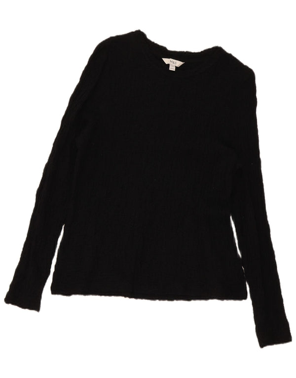 Marks & Spencer Dame Boat Neck Jumper Sweater UK 18 XL Sort Bomuld