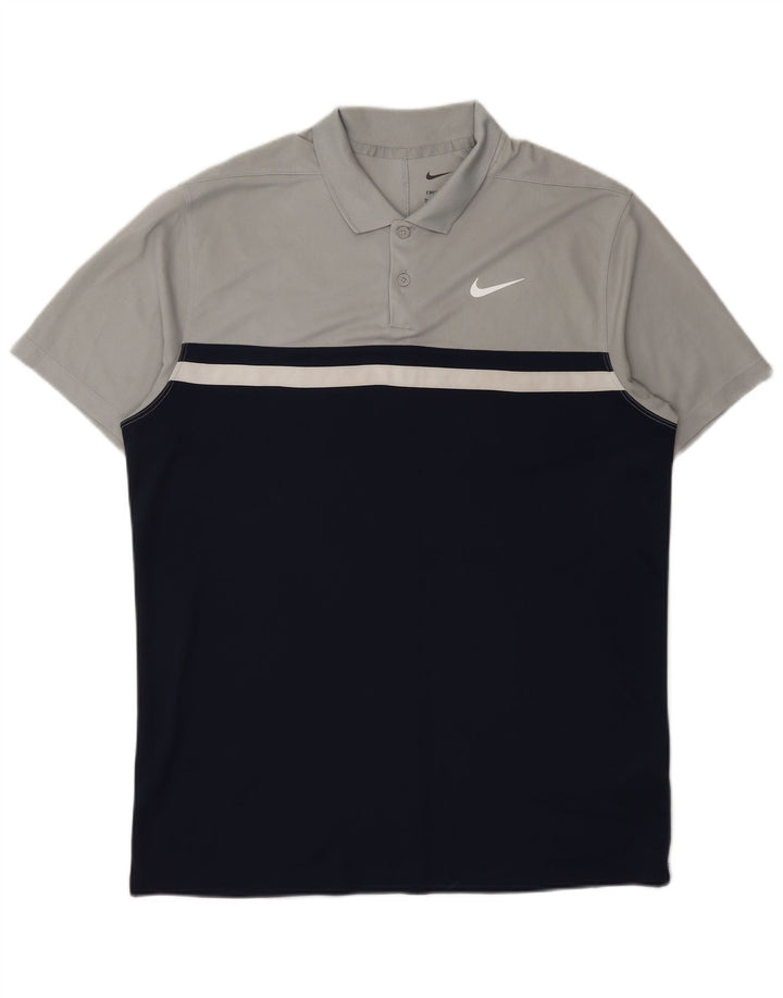 NIKE Mens Dri Fit Polo Shirt Medium Grey Colourblock Polyester