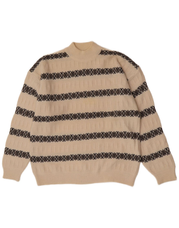Suspense Herre Turtle Neck Jumper Sweater IT 52 Large Off White stribet uld