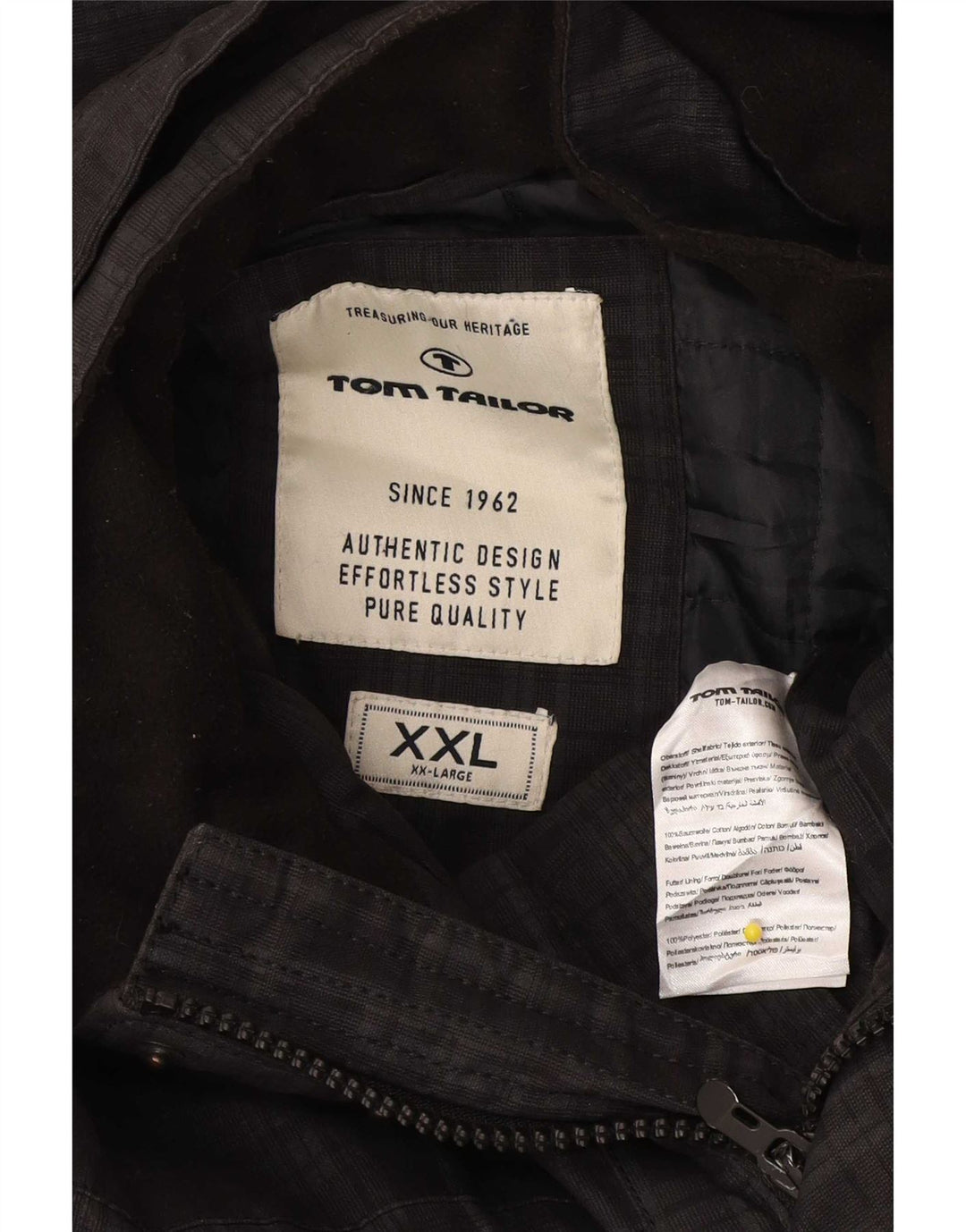 Tom Tailor Veste utilitaire à capuche pour homme UK 44 2XL Noir à carreaux en coton