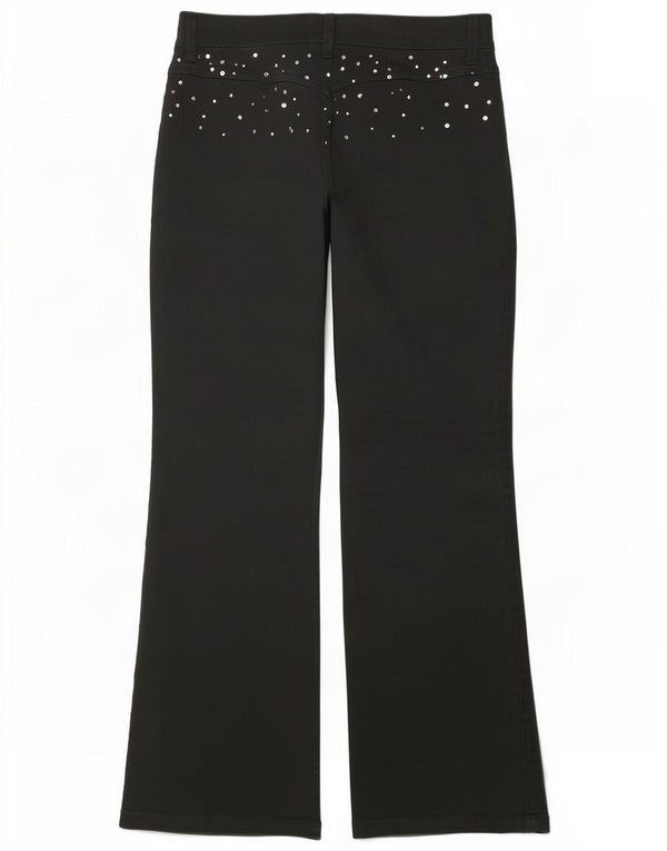 Roccobarocco Pantaloni casual pentru femei cu grafic bootcut W30 L28 Black Spotted