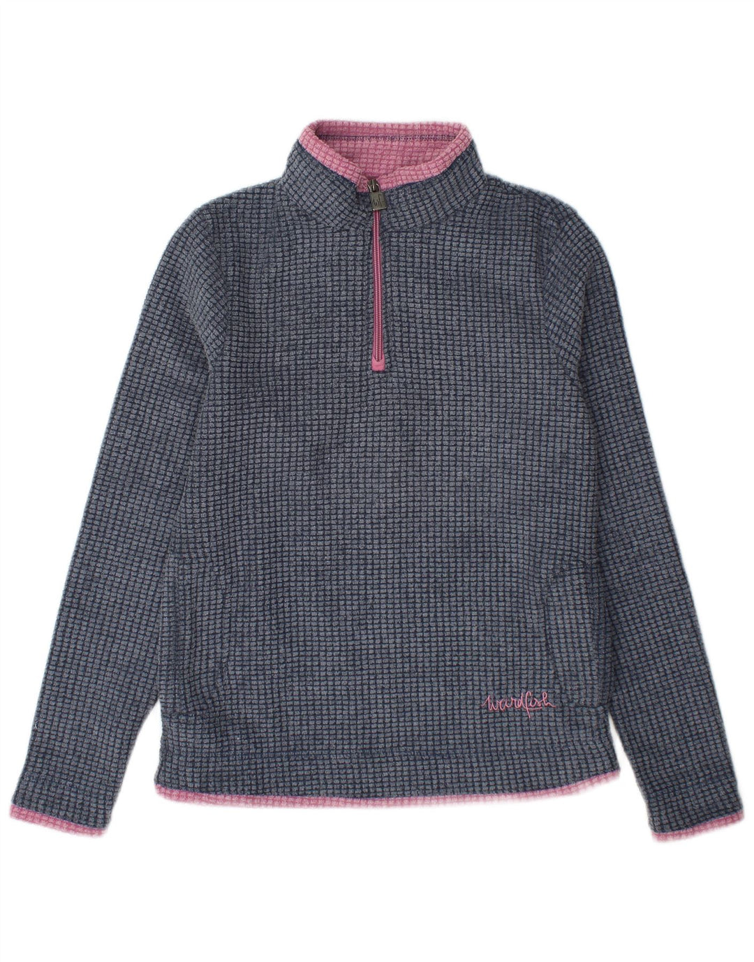 Maglione in pile da donna con collo con zip Weird Fish UK 8 piccolo poliestere blu
