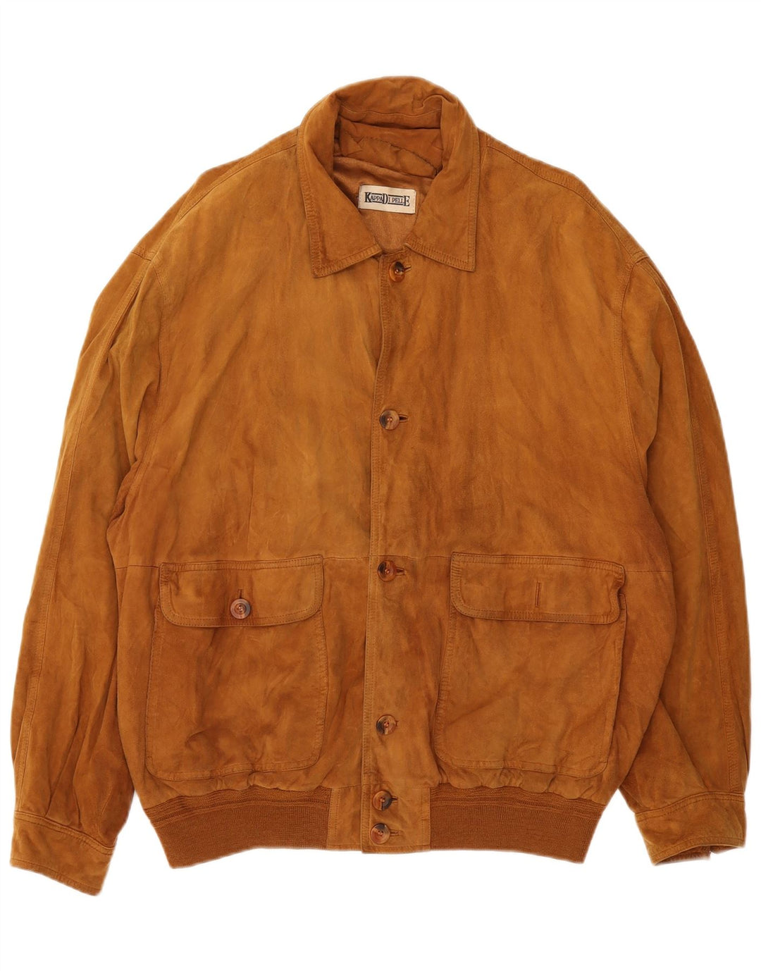 Vintage Mens Suede Bomber Jacket IT 56 3XL Brown Leather
