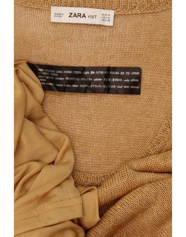 Zara Womens Maxi Sleeveless Jumper Dress UK 12 Medium Beige Polyester