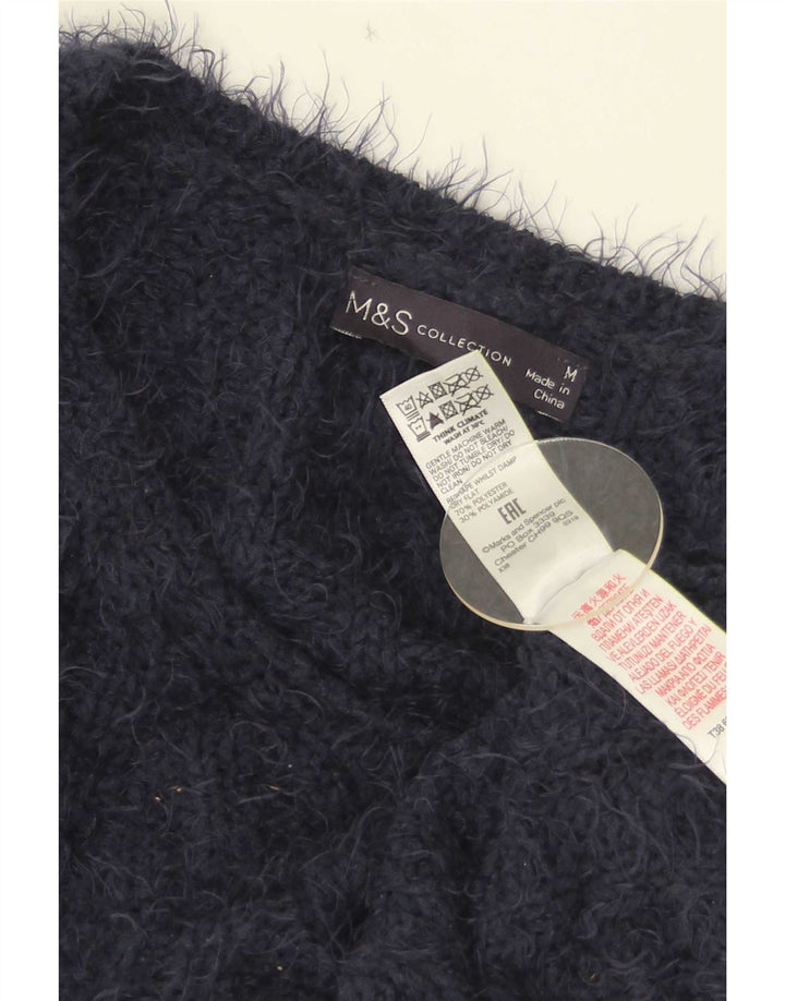Marks & Spencer Dame V-hals sweater UK 14 Medium Navy Blue