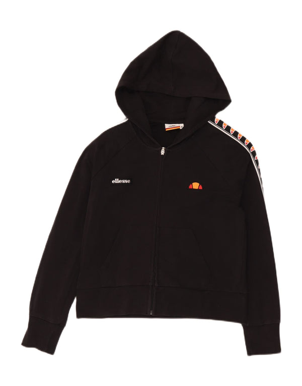 Ellesse Dame Grafisk Hættetrøje Sweater UK 14 Medium Sort Bomuld