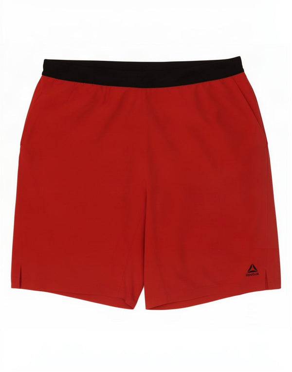 Pantaloncini sportivi Reebok da uomo Speedwick, poliestere color block rosso medio