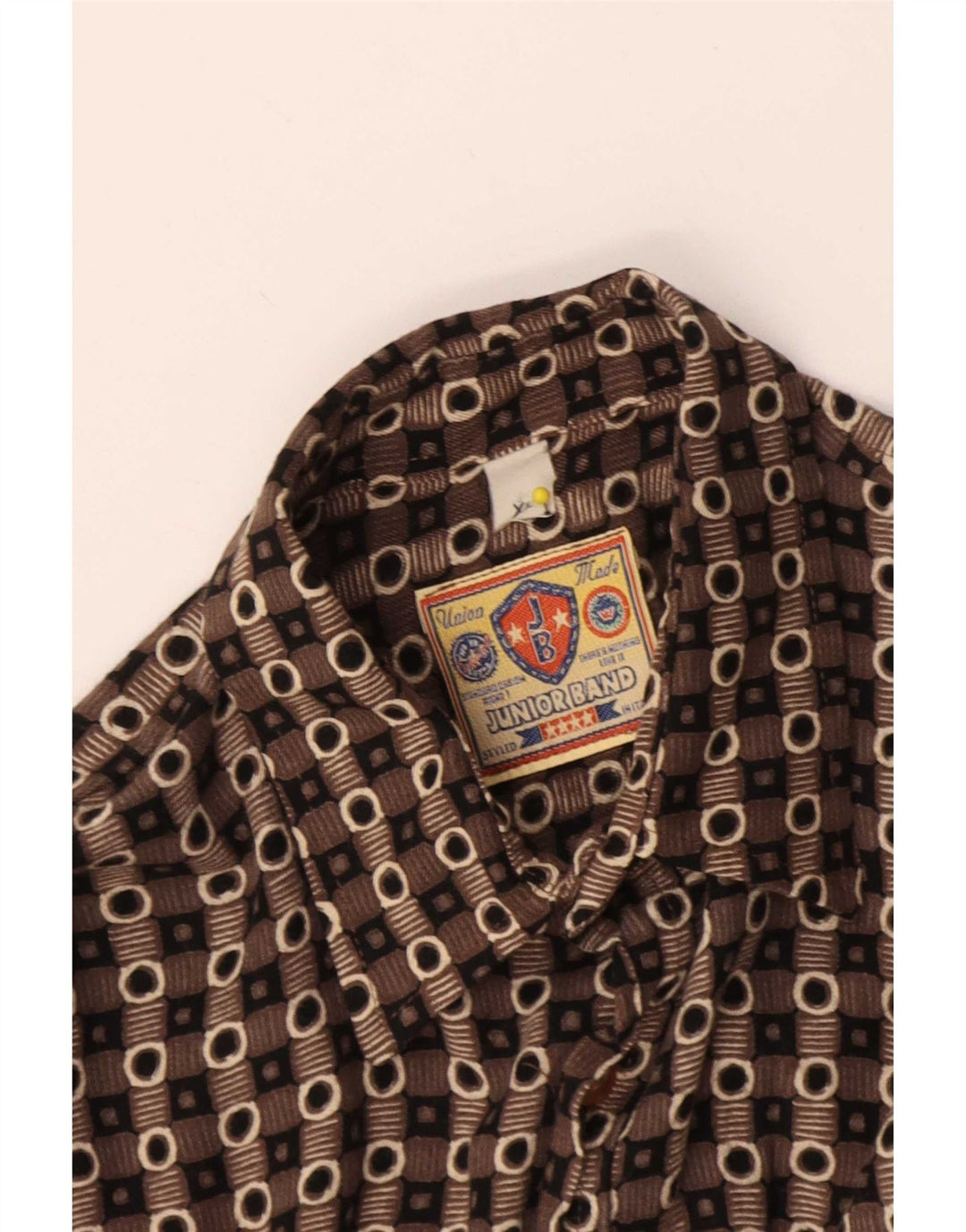 Vintage Boys Shirt 15-16 Years XL Brown Geometric