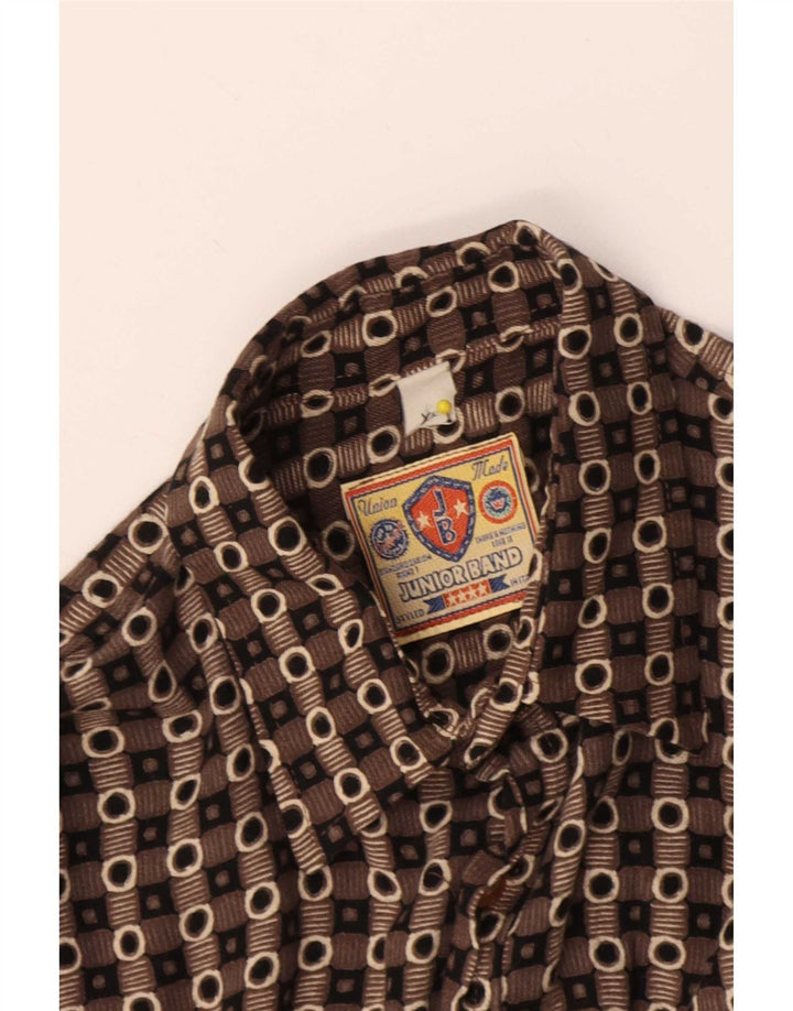 Vintage Boys Shirt 15-16 Years XL Brown Geometric