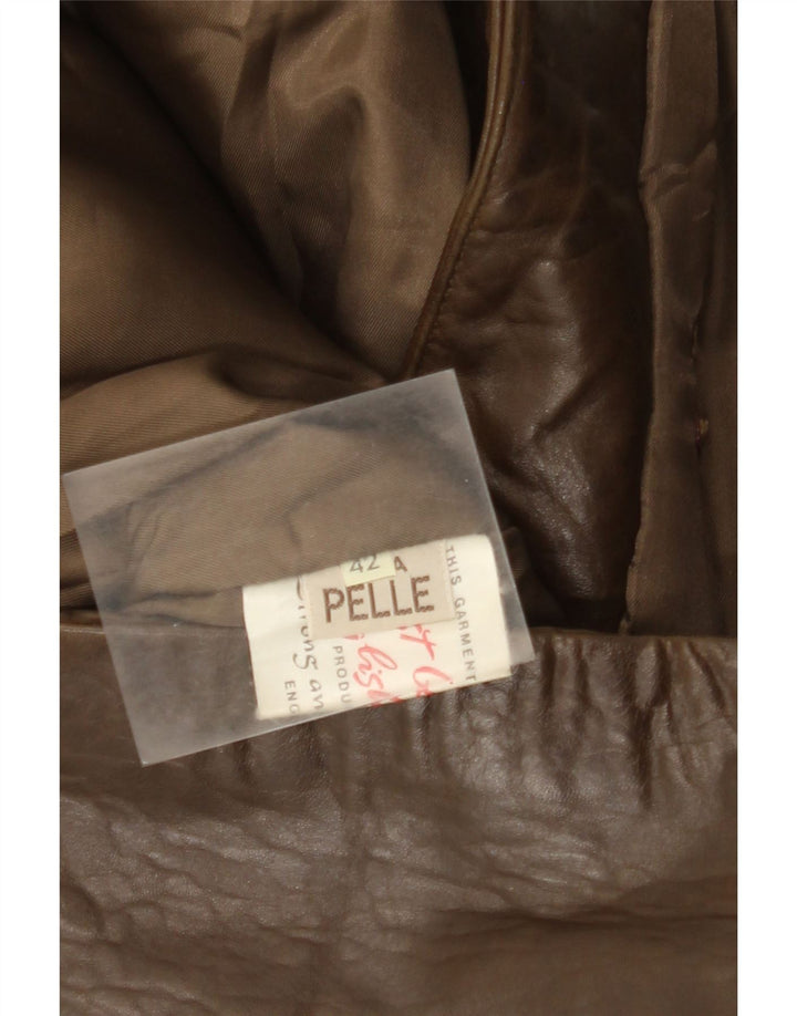 Palton din piele vintage pentru femei IT 42 din piele maro medie