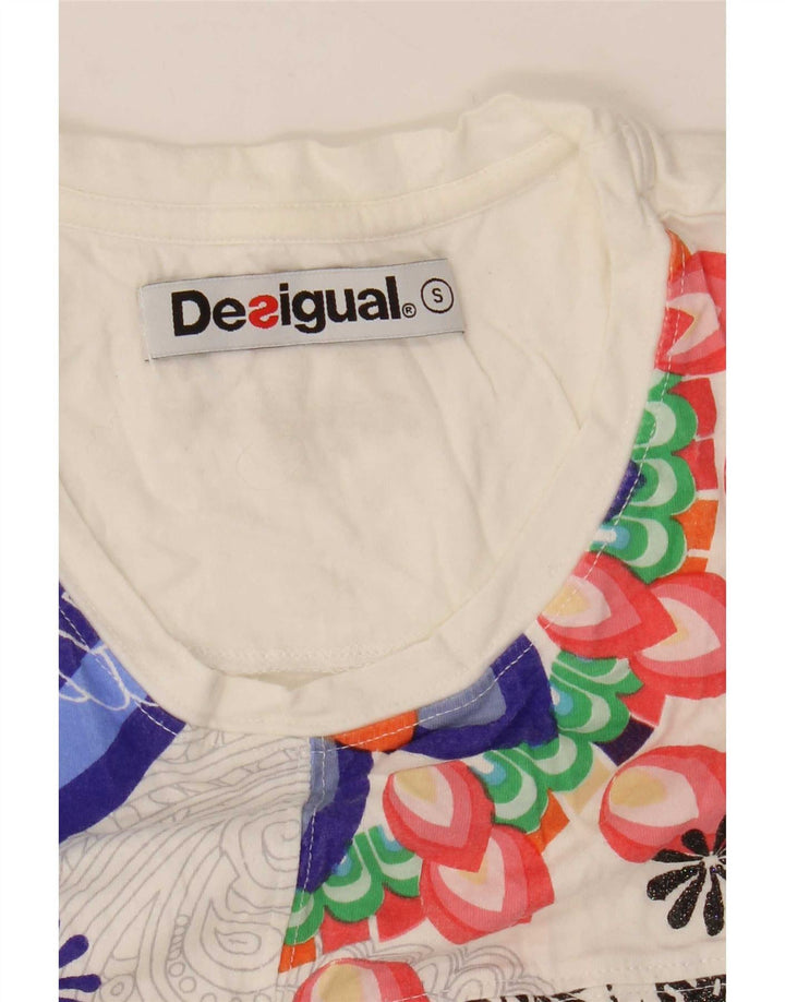 Desigual Womens Oversized Graphic T-Shirt Top UK 10 Small White