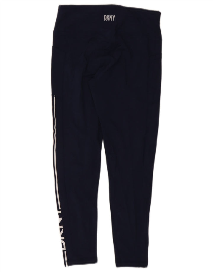 Dkny Womens Graphic Leggings UK 8 Small Navy Blue Colourblock