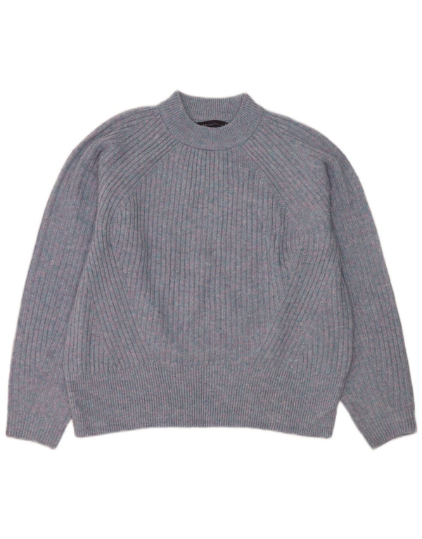 Marks & Spencer Dame Turtle Neck Sweater UK 14 Medium Blue Flecked