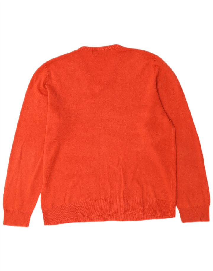 Marks & Spencer Mens Blue Harbour V-Neck Jumper Sweater Large Red Acrylic