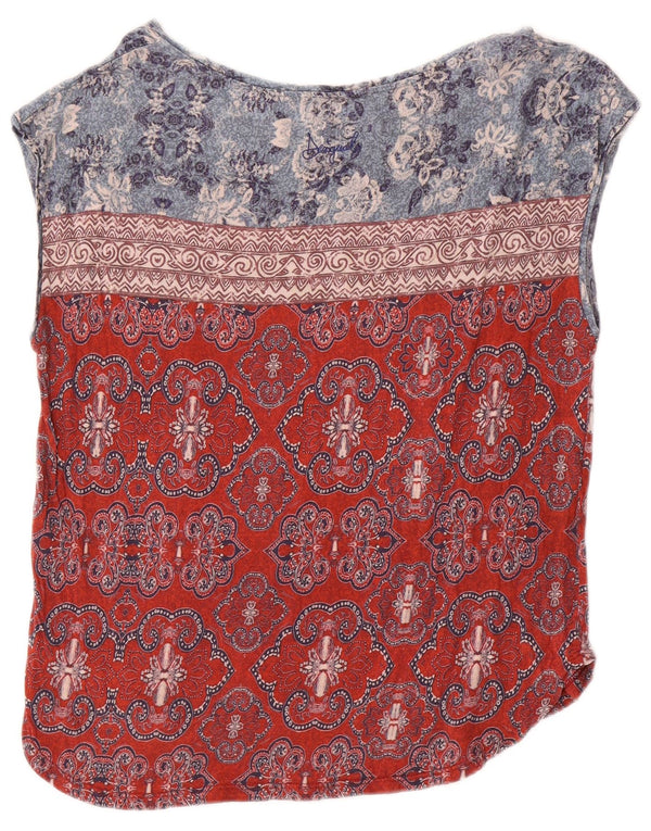 Desigual Womens Sleeveless Blouse Top UK 14 Medium Red Paisley Cotton