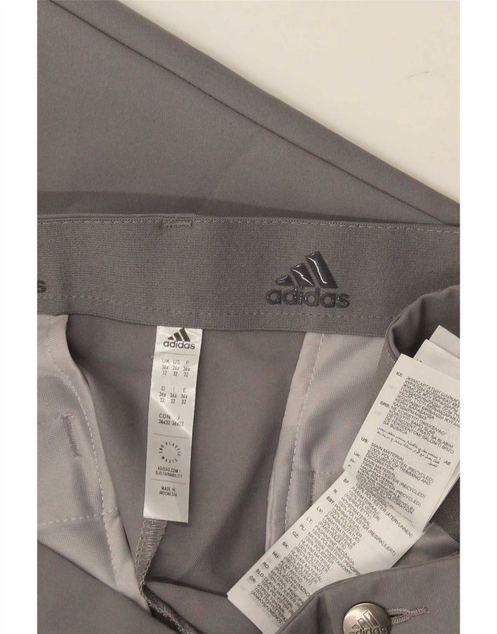 Adidas Mens Slim Chino Trousers W36 L32 Grey Polyester