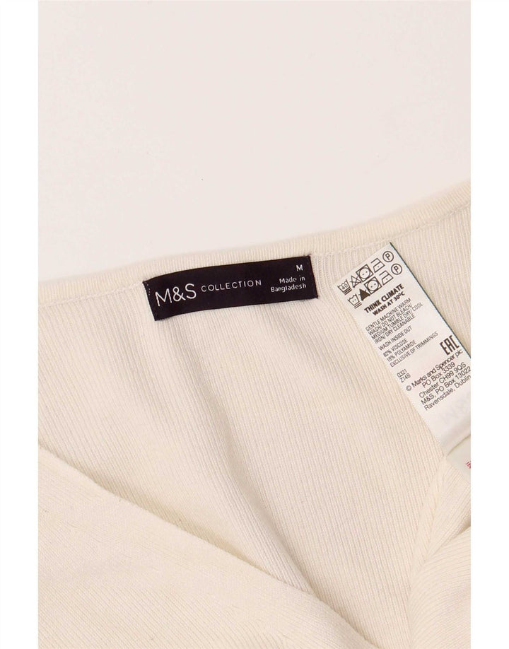 Marks & Spencer Dame ærmeløs bluse Top UK 14 Medium Off White Viscose
