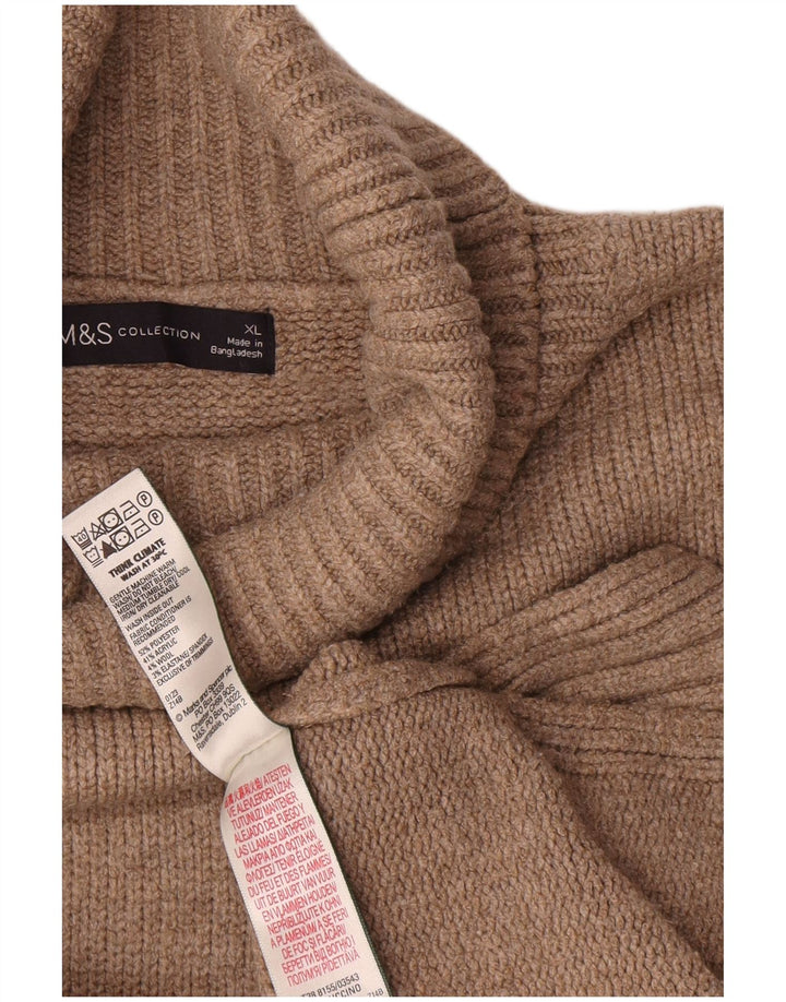 Marks & Spencer Womens Oversized Roll Neck Jumper Sweater UK 18 XL Beige