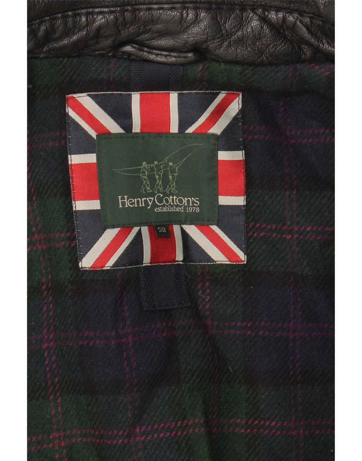 Jaqueta de couro masculina Henry Cottons IT 52 XL preta