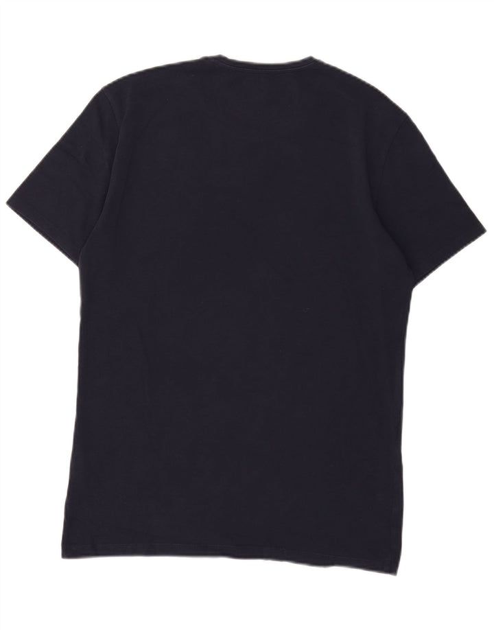 Guess Mens Extra Slim Graphic T-Shirt Top Medium Navy Blue Cotton