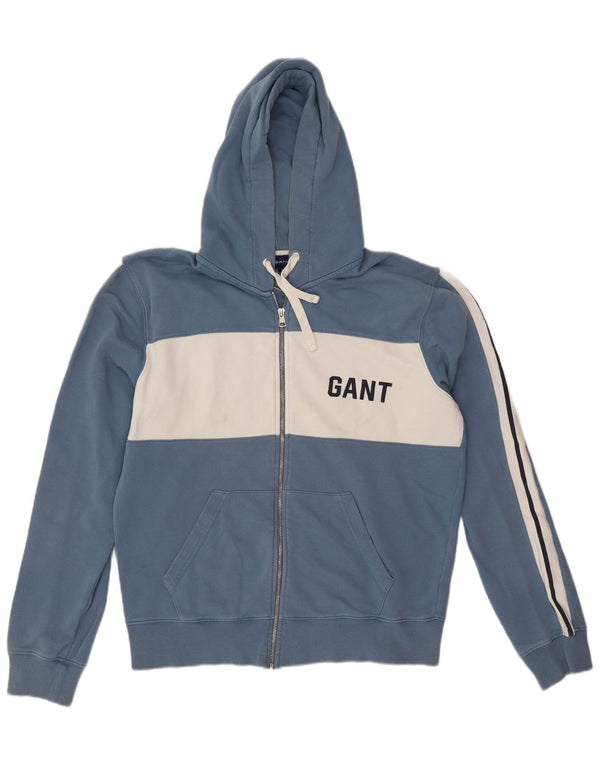Gant Felpa con cappuccio e zip grafica da uomo XL in cotone color block blu