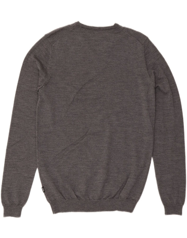 Hugo Boss Maglione da uomo slim fit con scollo a V in lana grigio medio
