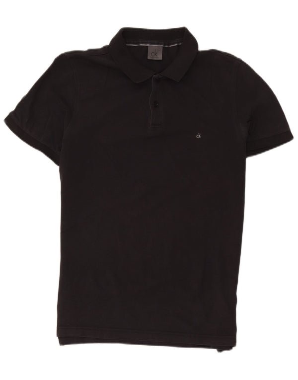 CALVIN KLEIN Mens Polo Shirt Medium Black Cotton
