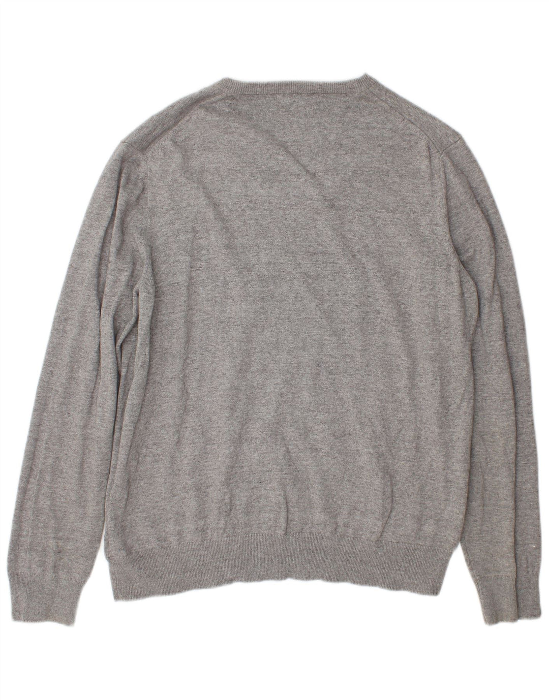Marks & Spencer Mens V-Neck Jumper Sweater XL Grey Cotton